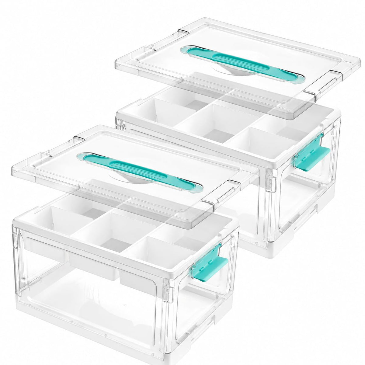 Vtopmart 24 QT Clear Storage Box with Tray & Dividers, 1 Pack–Basic