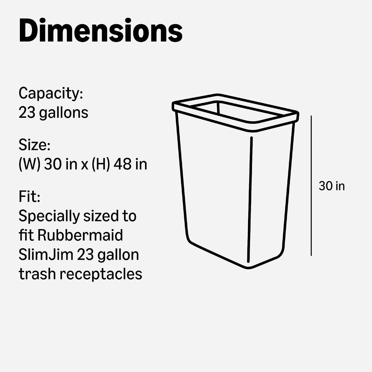 Amazon Basics 23G SlimJim Rubbermaid - 23 Gallon - 150 Count - 1.1 Mil - Black (Previously AmazonCommercial)