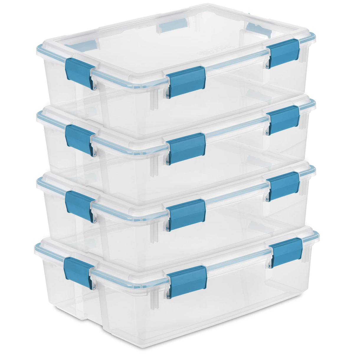 Sterilite Gasket Storage Box with Lids for Home & Office, 32 Quart, 4-Pack