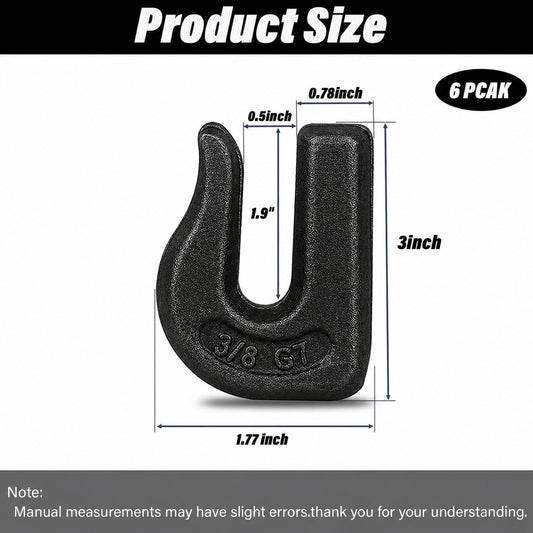 V‑chen 6Pcs Weld-On Chain Hook, 3/8 Inch Grade 70 Clevis Grab Hook