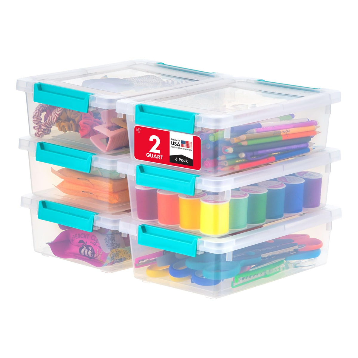 IRIS USA 4-Pack 12 Qt Storage Bins with Lids, Plastic Box, Clear/Black
