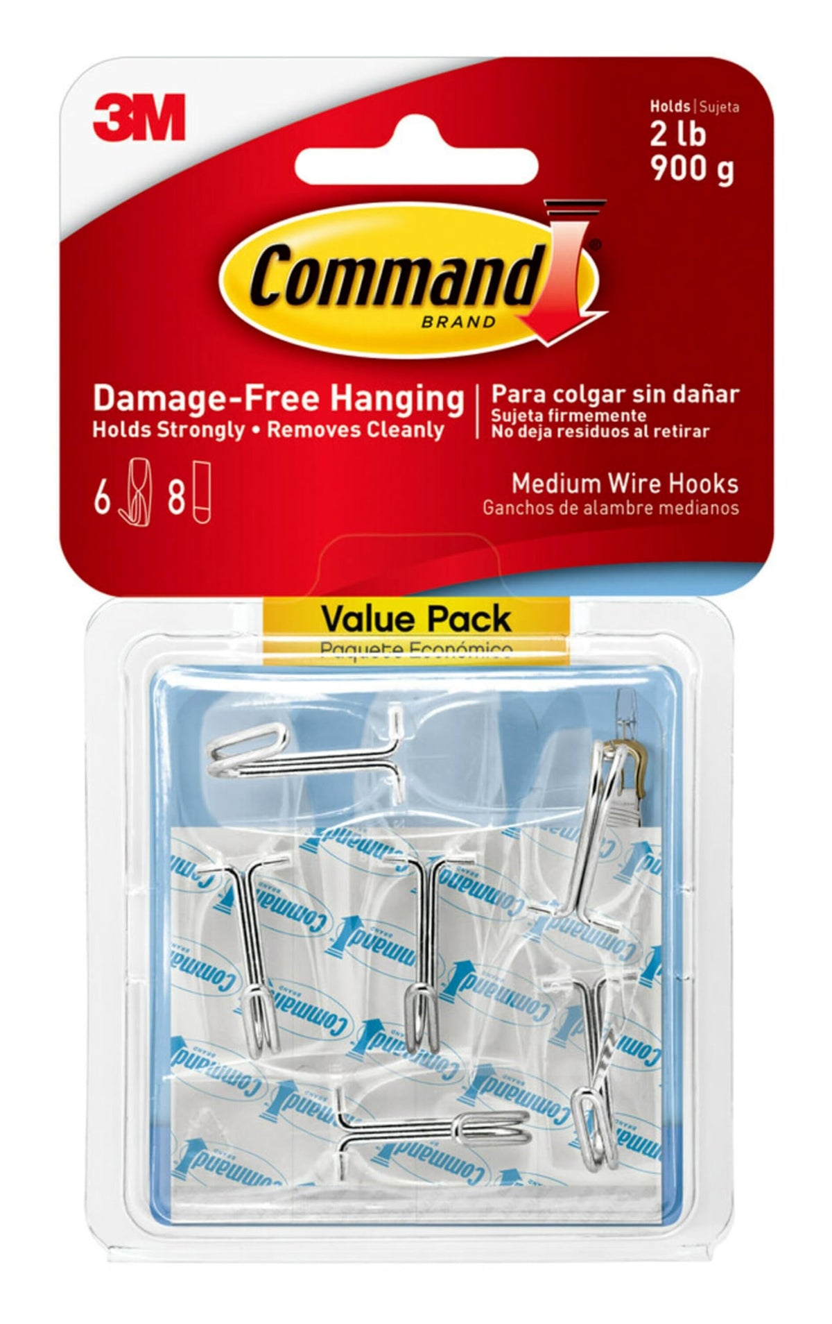 Command Clear Adhesive Hooks, Medium, 3 Pack, 30 Total, 2 lb