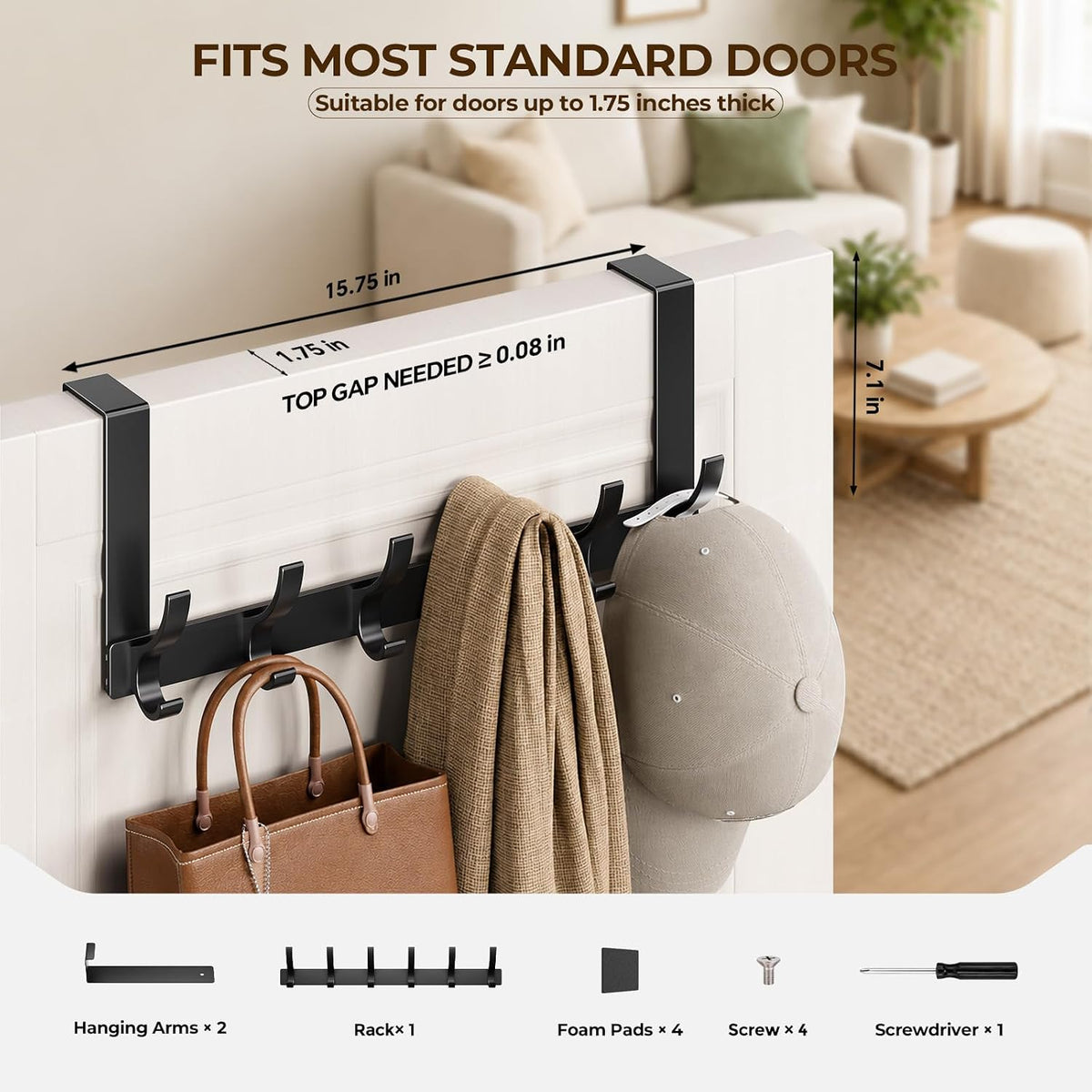 Optish Over The Door Hooks, Over Door Hooks, Towel Rack for Bathroom with 12 Coat Hooks, Over The Door Organizer Towel Rack, Bathroom Accessories