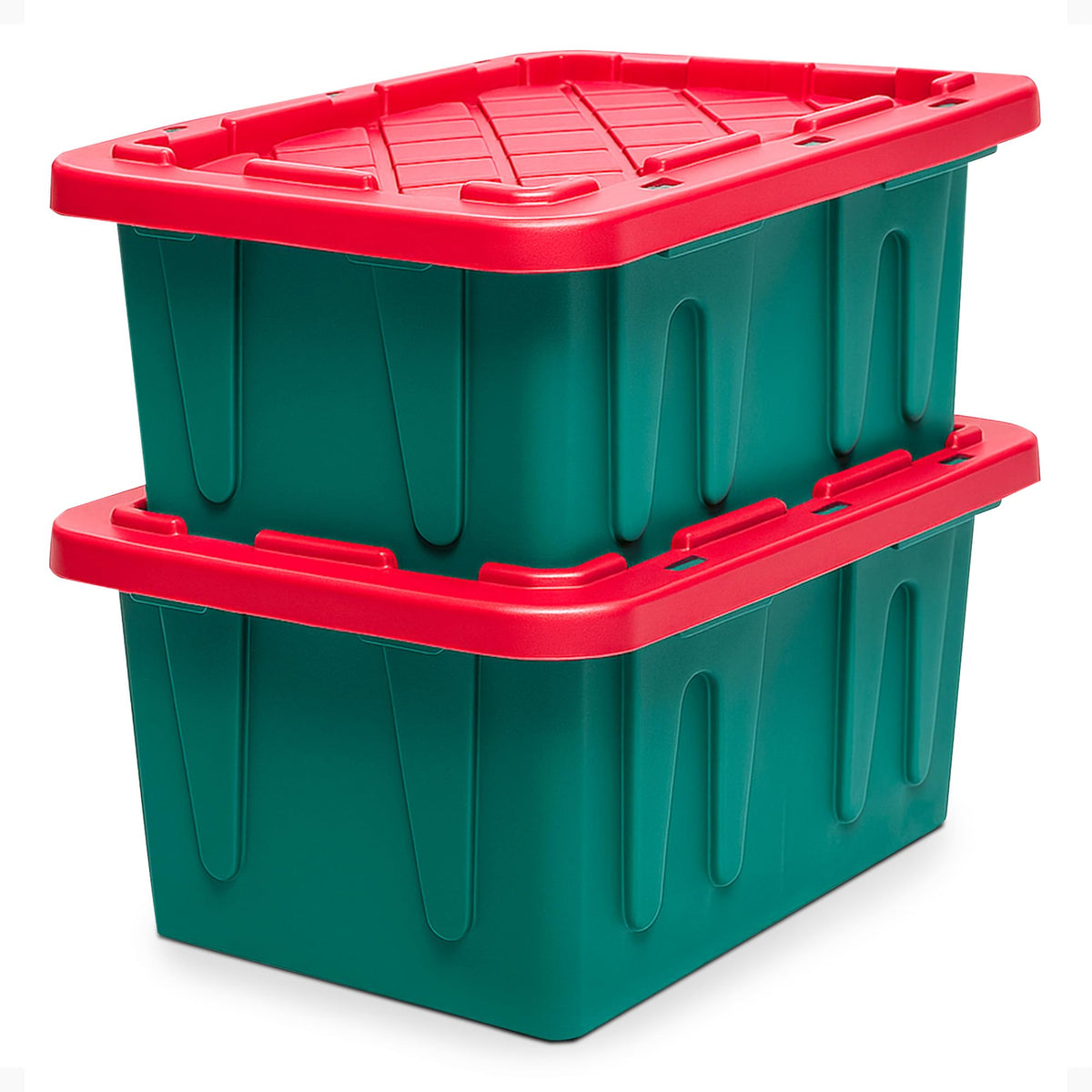 HOMZ Durabilt Plastic Storage Bins with Lids, 15 Gal, Black/Yellow, 2 Pack