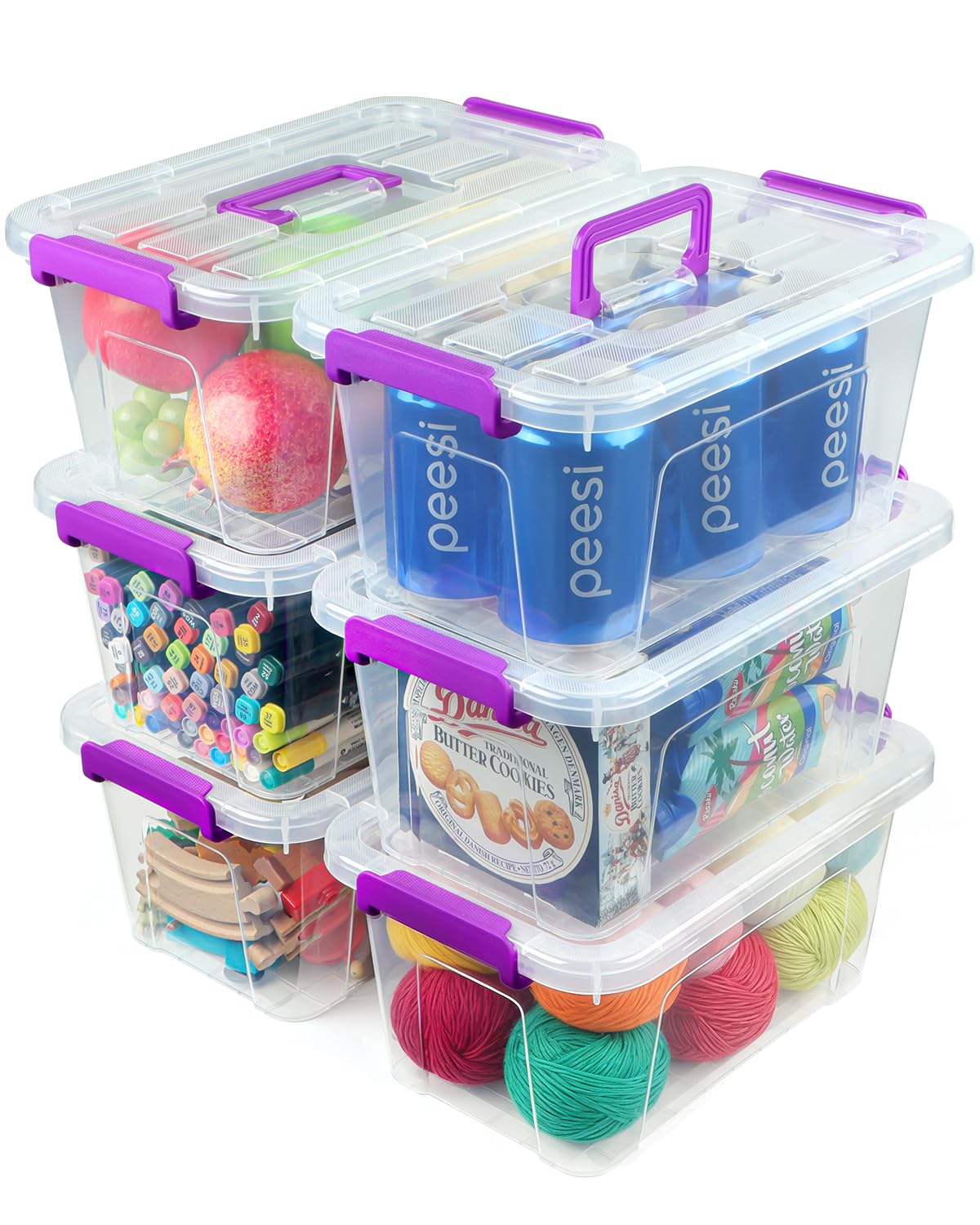 EOENVIVS Clear storage bins with lids 6 Pack, 7 Quart storage containers with lids, Stackable storage box Organizer for organizers and storage, Bedroom, Office, Classroom, Playroom & shoe boxes