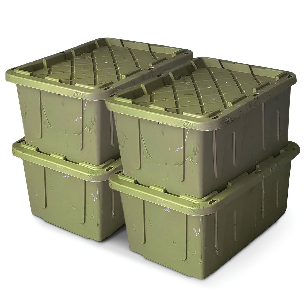 HOMZ Durabilt Plastic Storage Bins with Lids, 15 Gal, Black/Yellow, 2 Pack