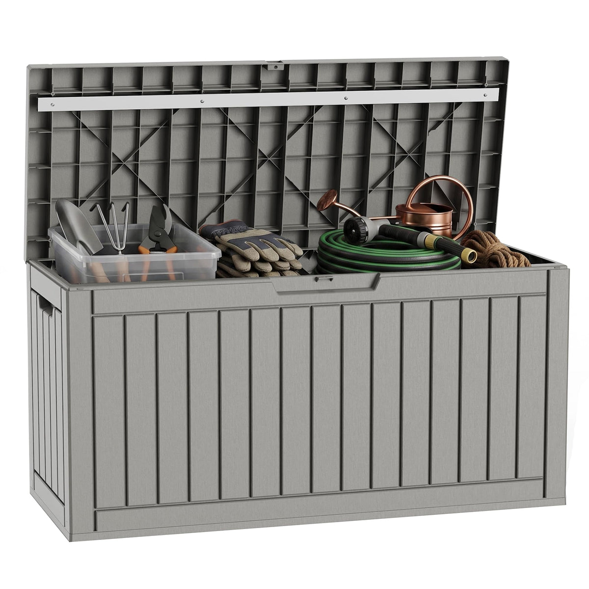 36 Gallon Outdoor Deck Box, Lockable Waterproof Outdoor Storage Boxes For Garden Tools,Indoor Cushions,Accessories Outside Storage Resin Weatherproof Container(Black)