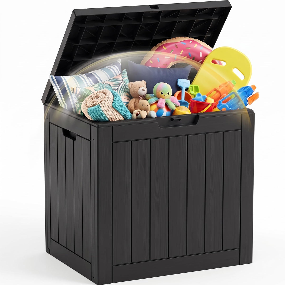 EFU Outdoor Storage Box 42 Gallon Deck Box, Waterproof Resin, Black