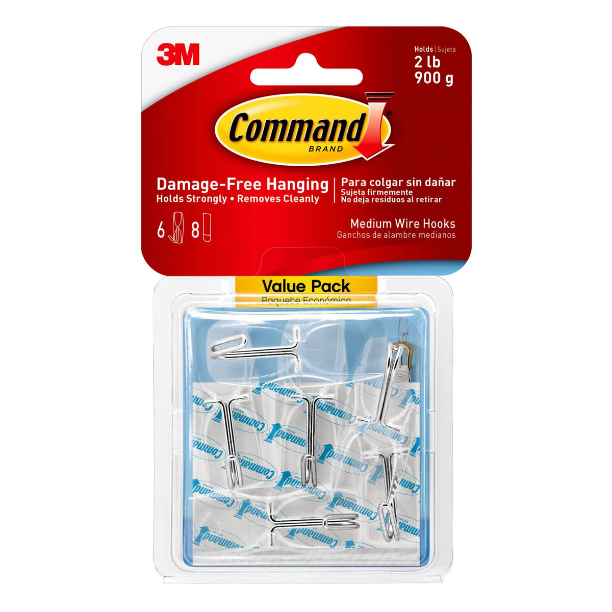 Command Clear Adhesive Hooks, Medium, 3 Pack, 30 Total, 2 lb