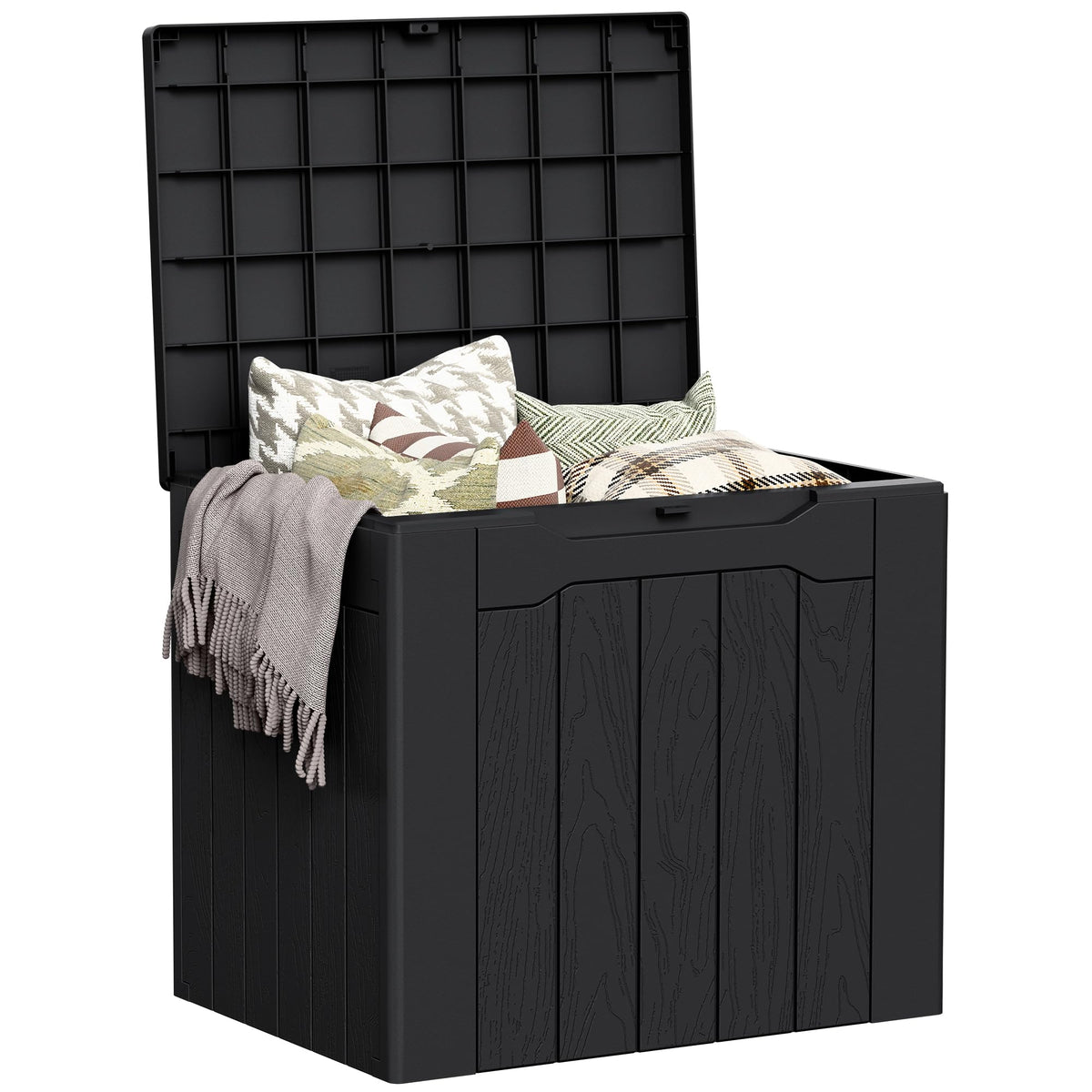 Greesum Outdoor Storage Box 82 Gallon Storage Bin with Lid for Patio Furniture, Garden Tools, Pool Supplies, Waterproof and UV Resistant, Lockable, Black
