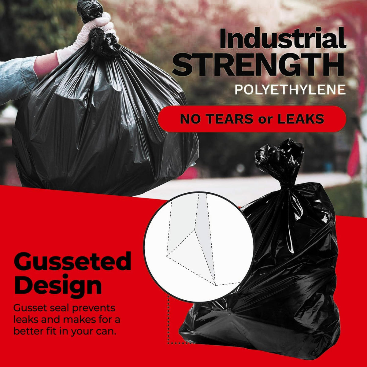 ToughBag 55-60 Gallon Contractor Trash Bags, 150 Count, Black
