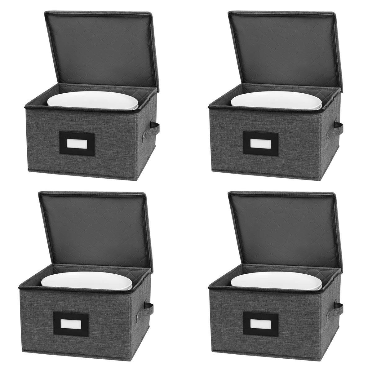 Mug Storage Box with Dividers 2 Pack, Hard Top Cup Storage for Coffee Mug