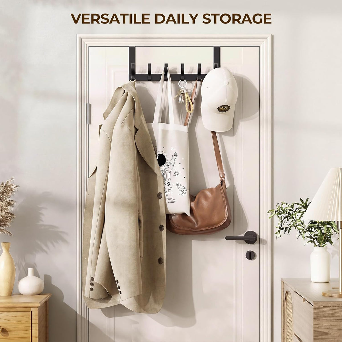 Optish Over The Door Hooks, Over Door Hooks, Towel Rack for Bathroom with 12 Coat Hooks, Over The Door Organizer Towel Rack, Bathroom Accessories