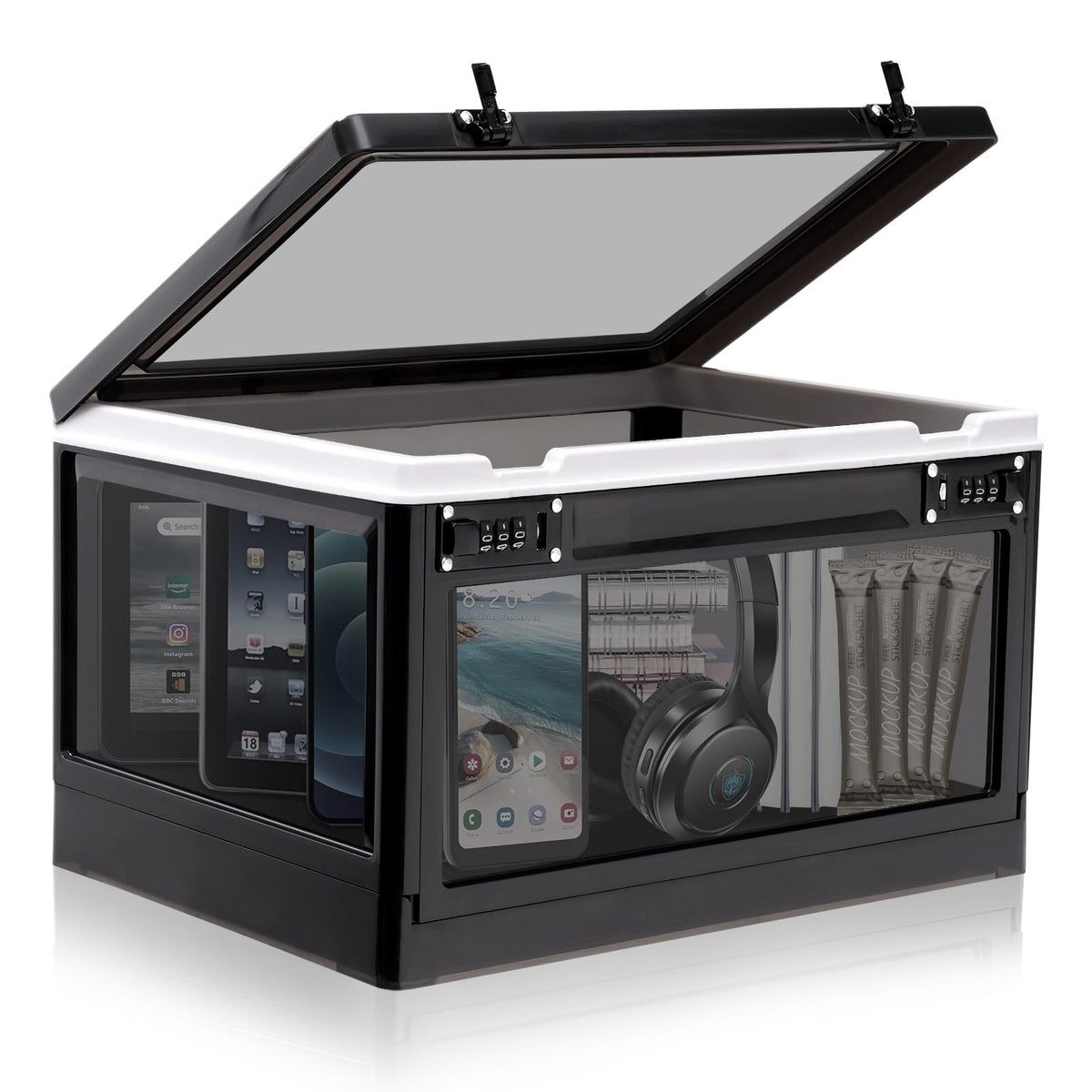 Lalifebuss Large Lock Box for Personal Items, 24 Litre Combination Lockable Storage Box for Office Locker/School/Medicine/Snacks/Phone Jail/Electronic/Home