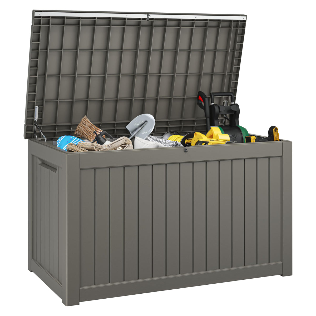Outdoor Storage Box, Resin Deck Boxes outdoor, Waterproof Storage Box Lockable Lid (Black, 50 Gallon)