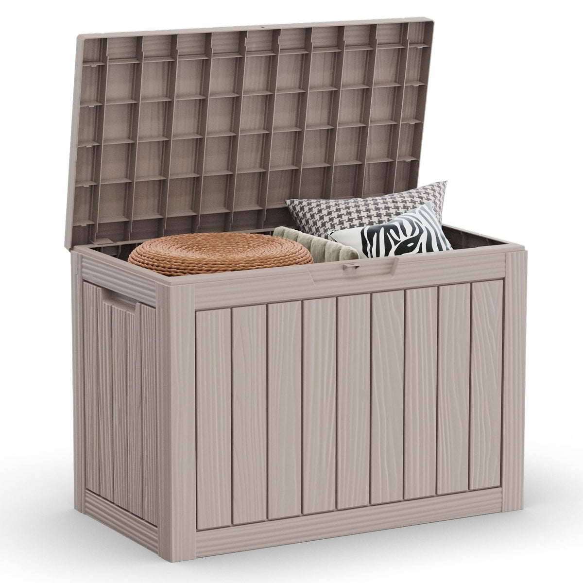 36 Gallon Outdoor Deck Box, Lockable Waterproof Outdoor Storage Boxes For Garden Tools,Indoor Cushions,Accessories Outside Storage Resin Weatherproof Container(Black)