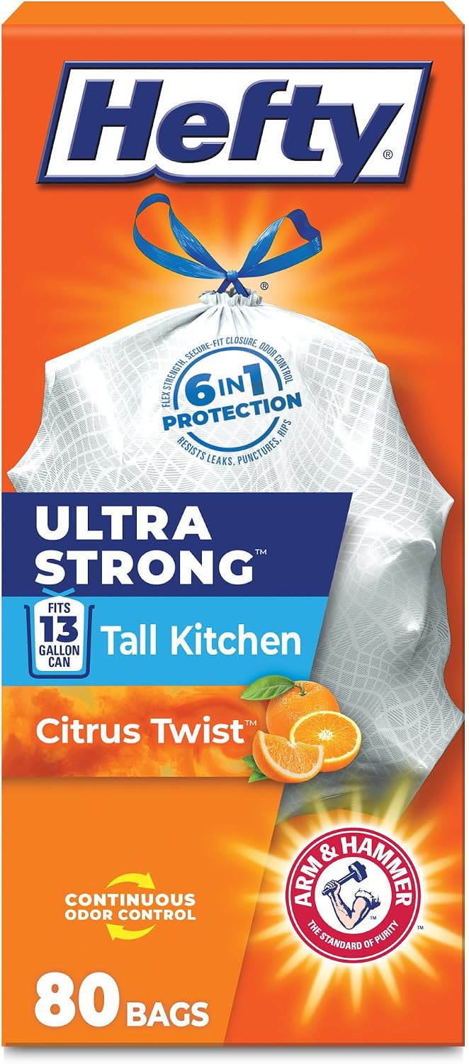 Hefty Ultra Strong Tall Kitchen Trash Bags - Citrus Twist, 13 Gallon, 40 Count