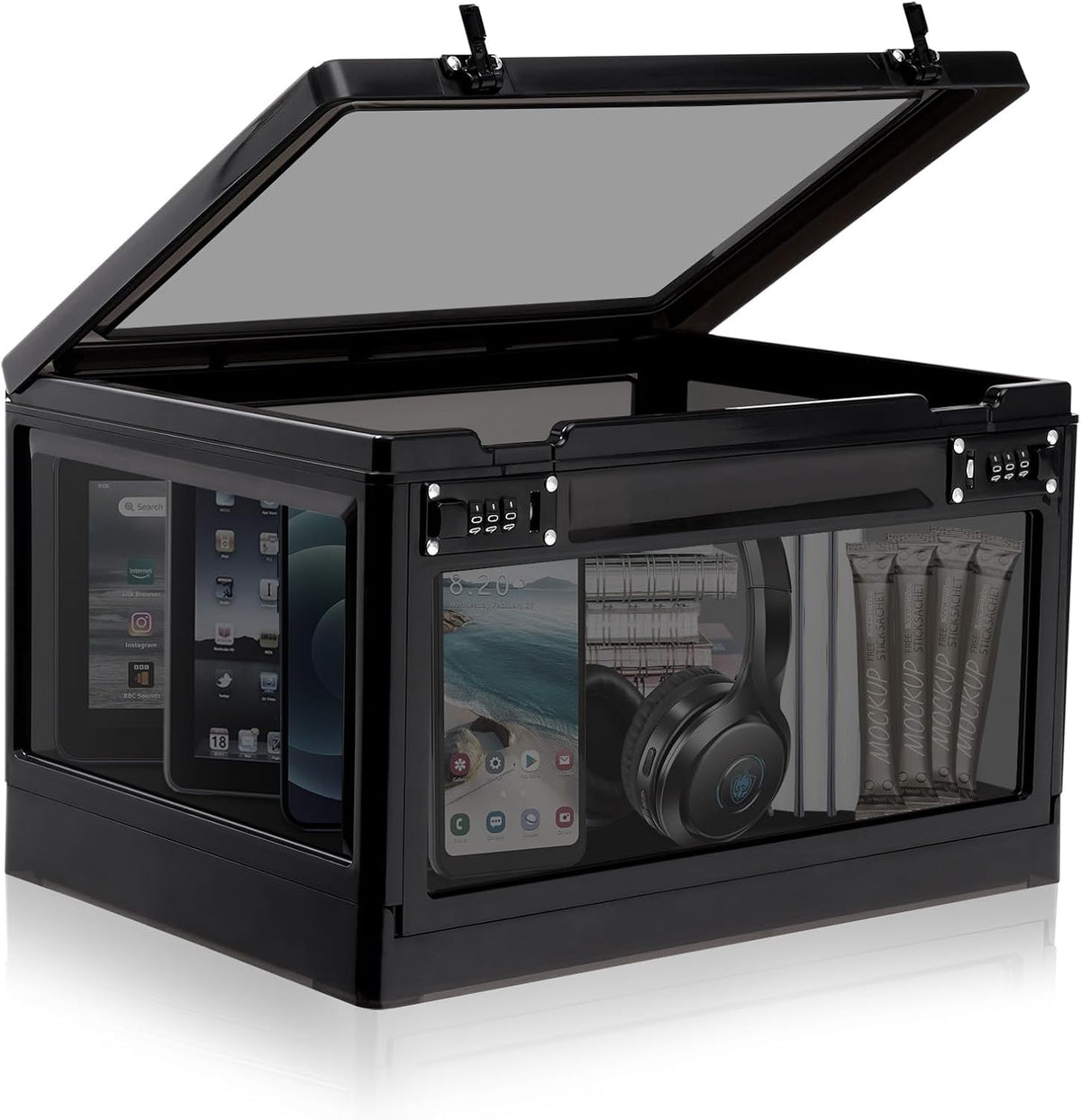 Lalifebuss Large Lock Box for Personal Items, 24 Litre Combination Lockable Storage Box for Office Locker/School/Medicine/Snacks/Phone Jail/Electronic/Home