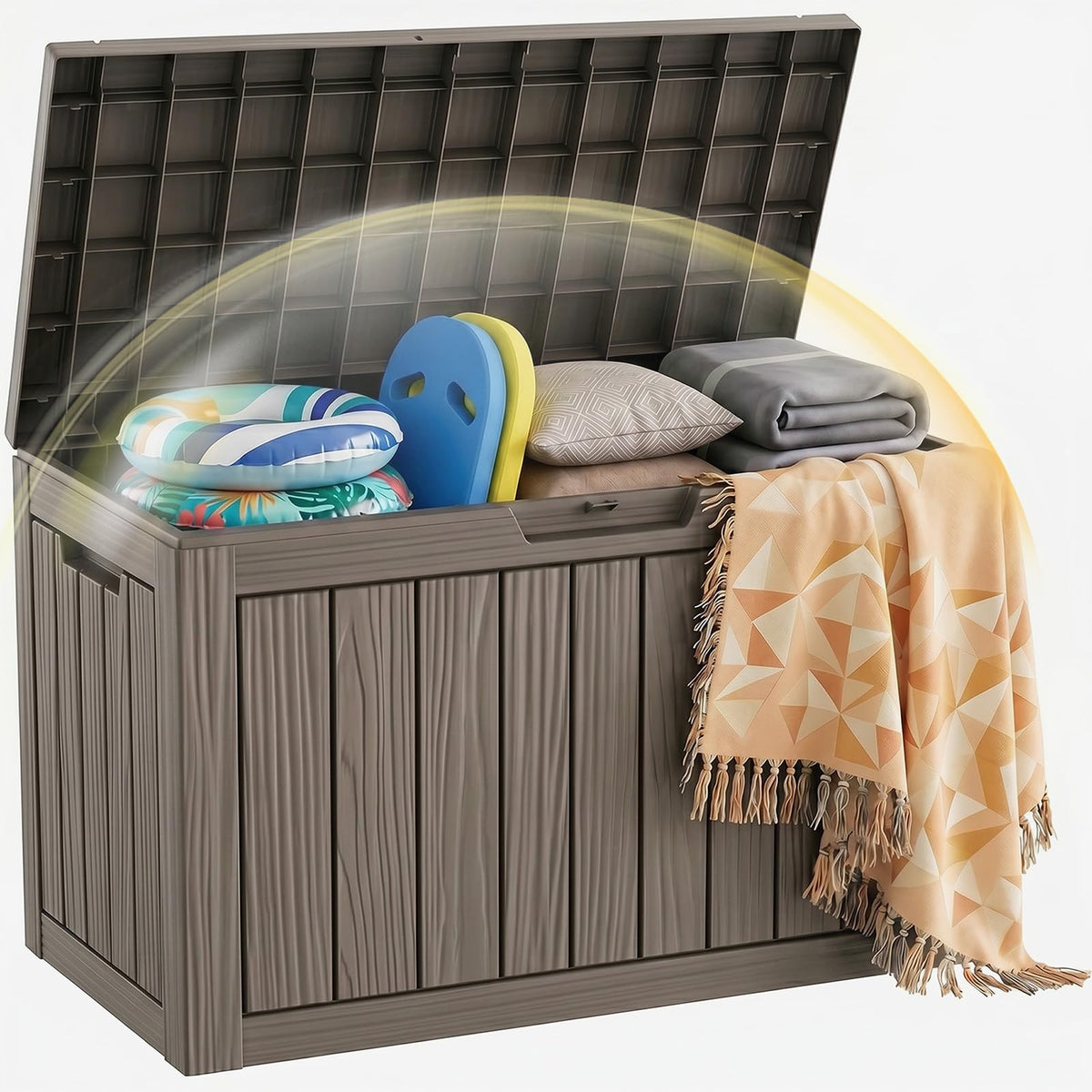 EFU Outdoor Storage Box 42 Gallon Deck Box, Waterproof Resin, Black