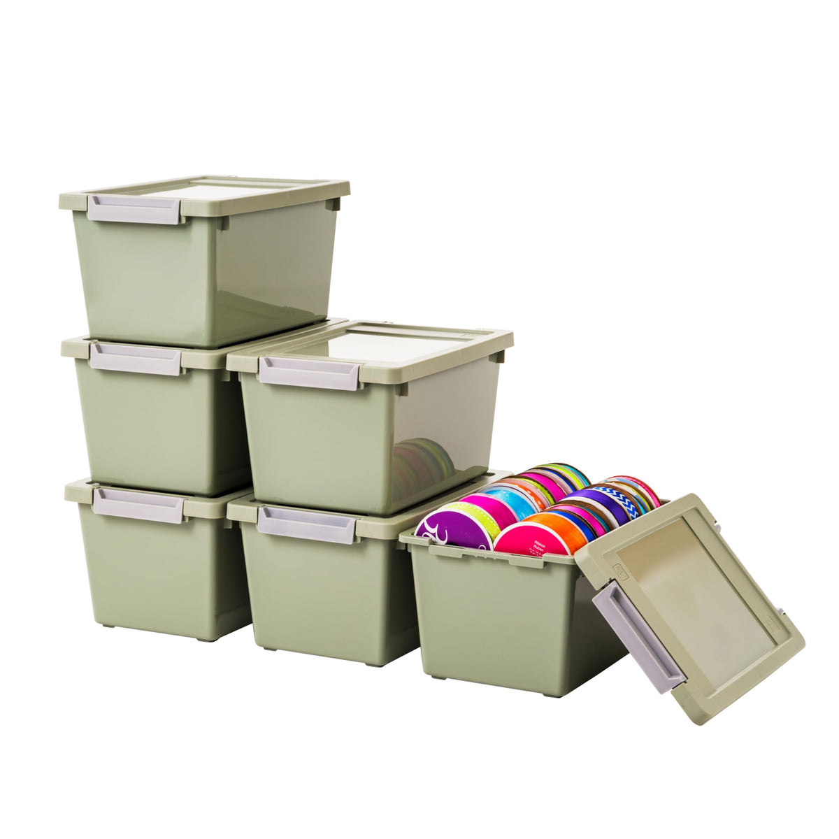 IRIS USA 4-Pack 12 Qt Storage Bins with Lids, Plastic Box, Clear/Black