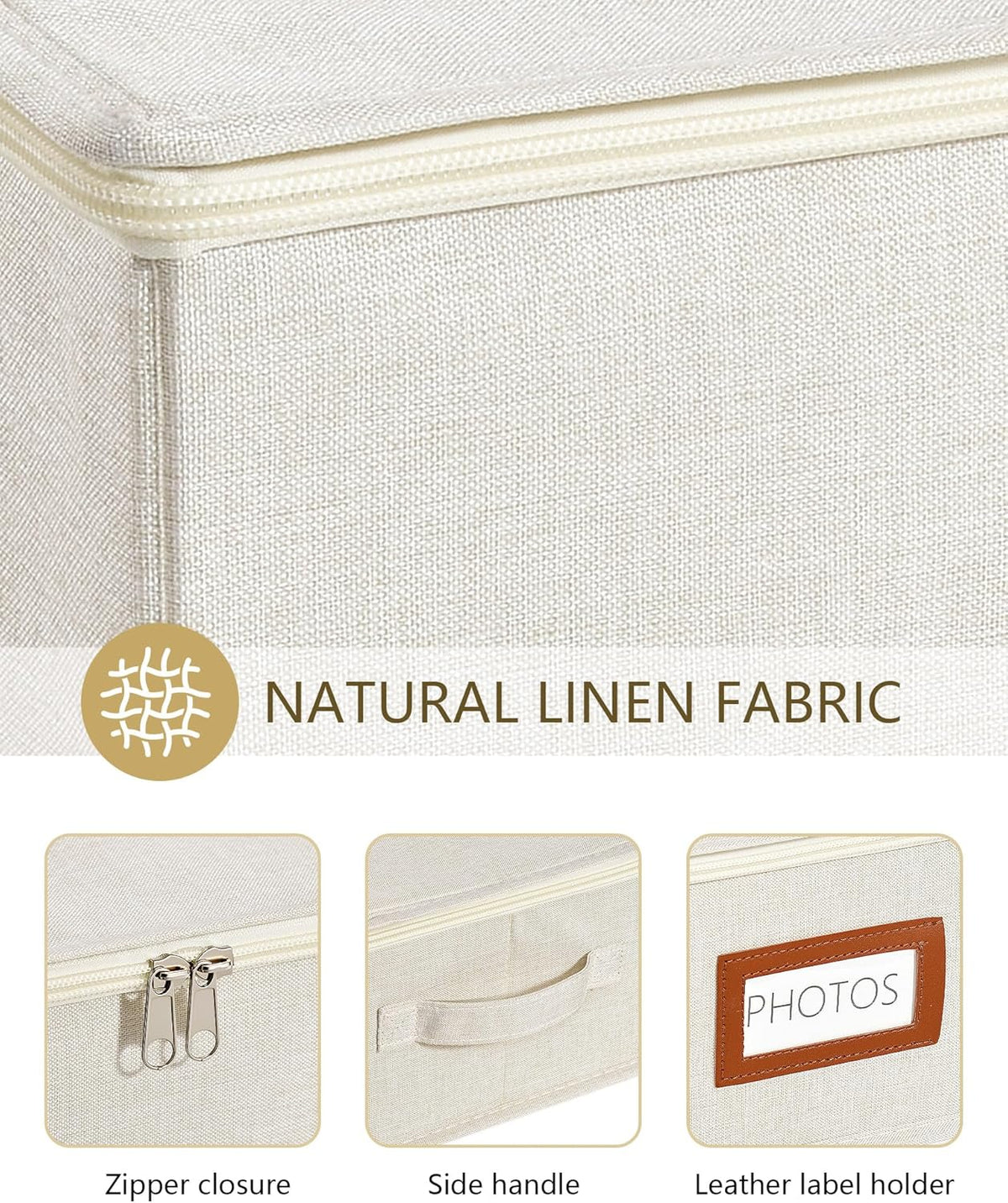HULISEN Photo Storage Box, Photo Organizer for 2000 4x6 Pictures, Beige