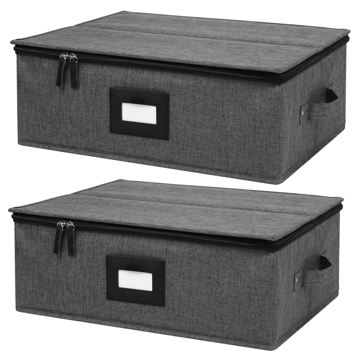 Mug Storage Box with Dividers 2 Pack, Hard Top Cup Storage for Coffee Mug