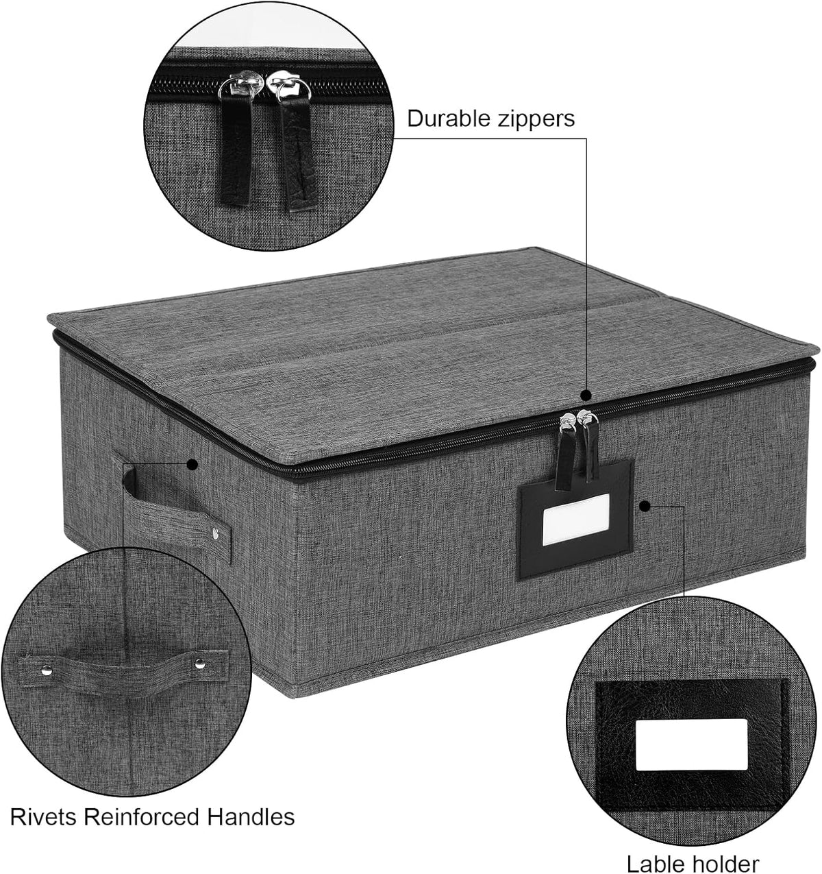 Mug Storage Box with Dividers 2 Pack, Hard Top Cup Storage for Coffee Mug