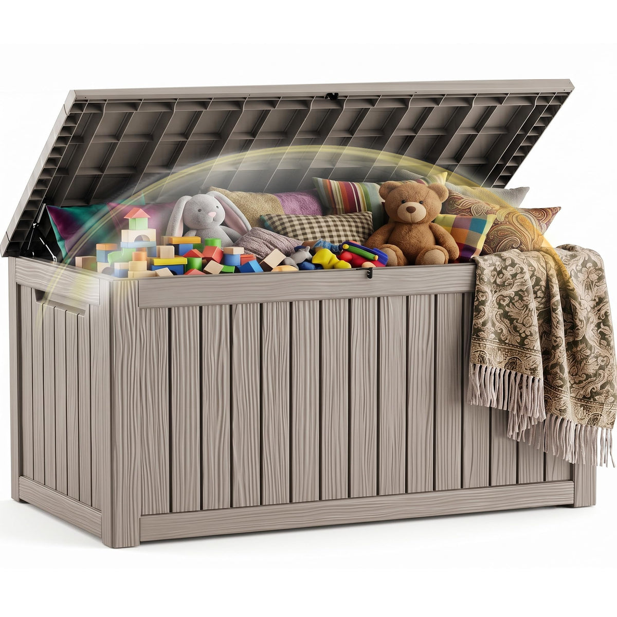 EFU Outdoor Storage Box 42 Gallon Deck Box, Waterproof Resin, Black