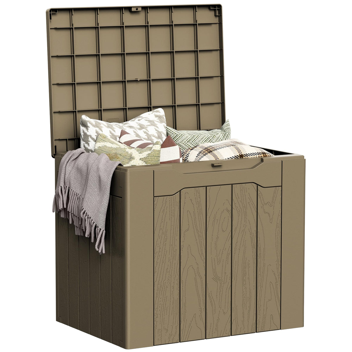 Greesum Outdoor Storage Box 82 Gallon Storage Bin with Lid for Patio Furniture, Garden Tools, Pool Supplies, Waterproof and UV Resistant, Lockable, Black