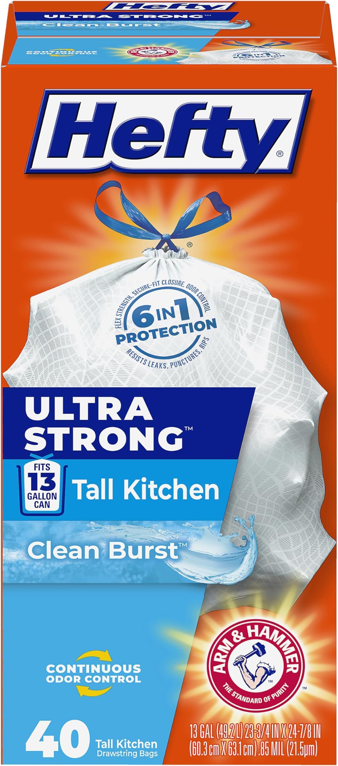 Hefty Ultra Strong Tall Kitchen Trash Bags - Citrus Twist, 13 Gallon, 40 Count
