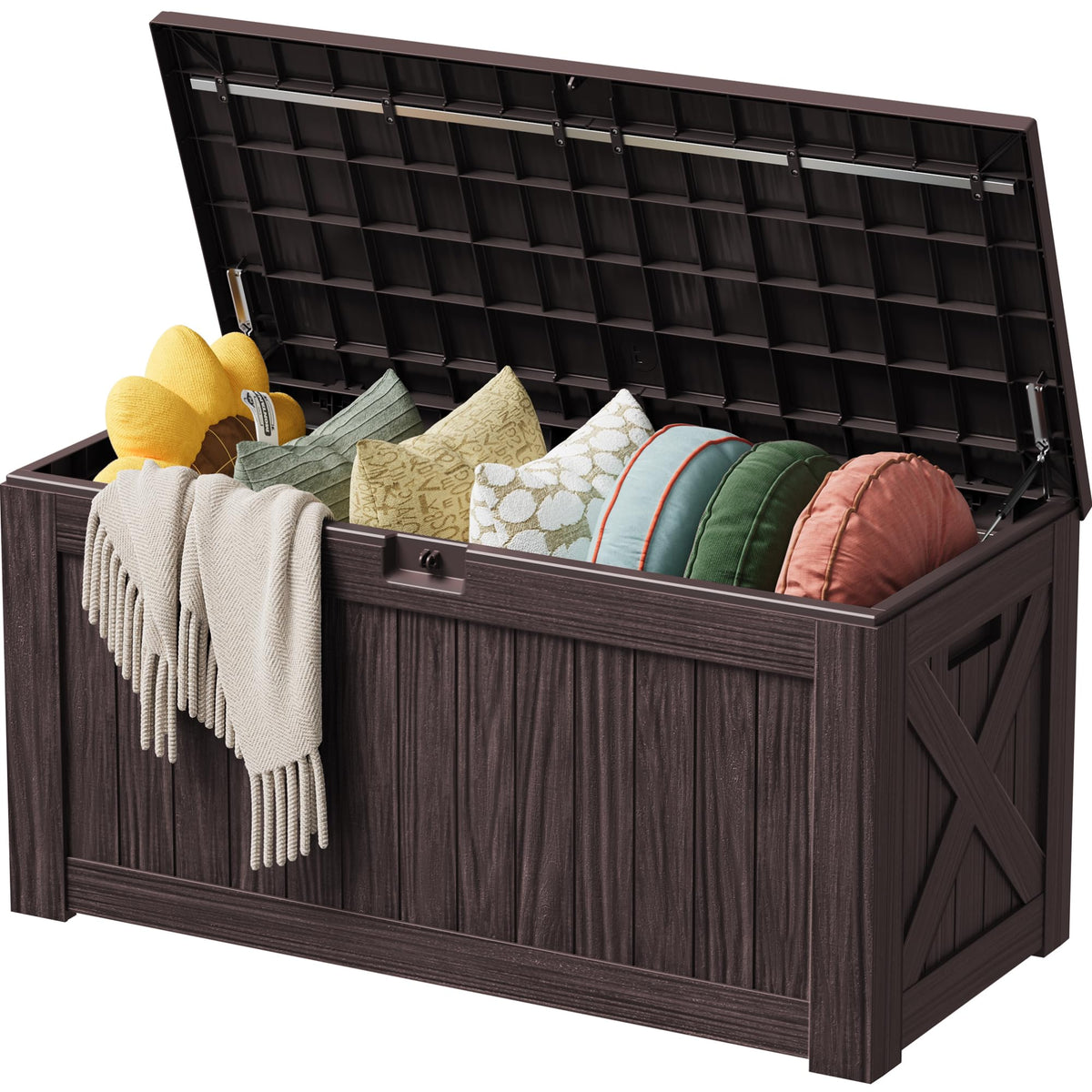Devoko 100 Gallon Outdoor Storage Box, Waterproof Deck Box Lockable