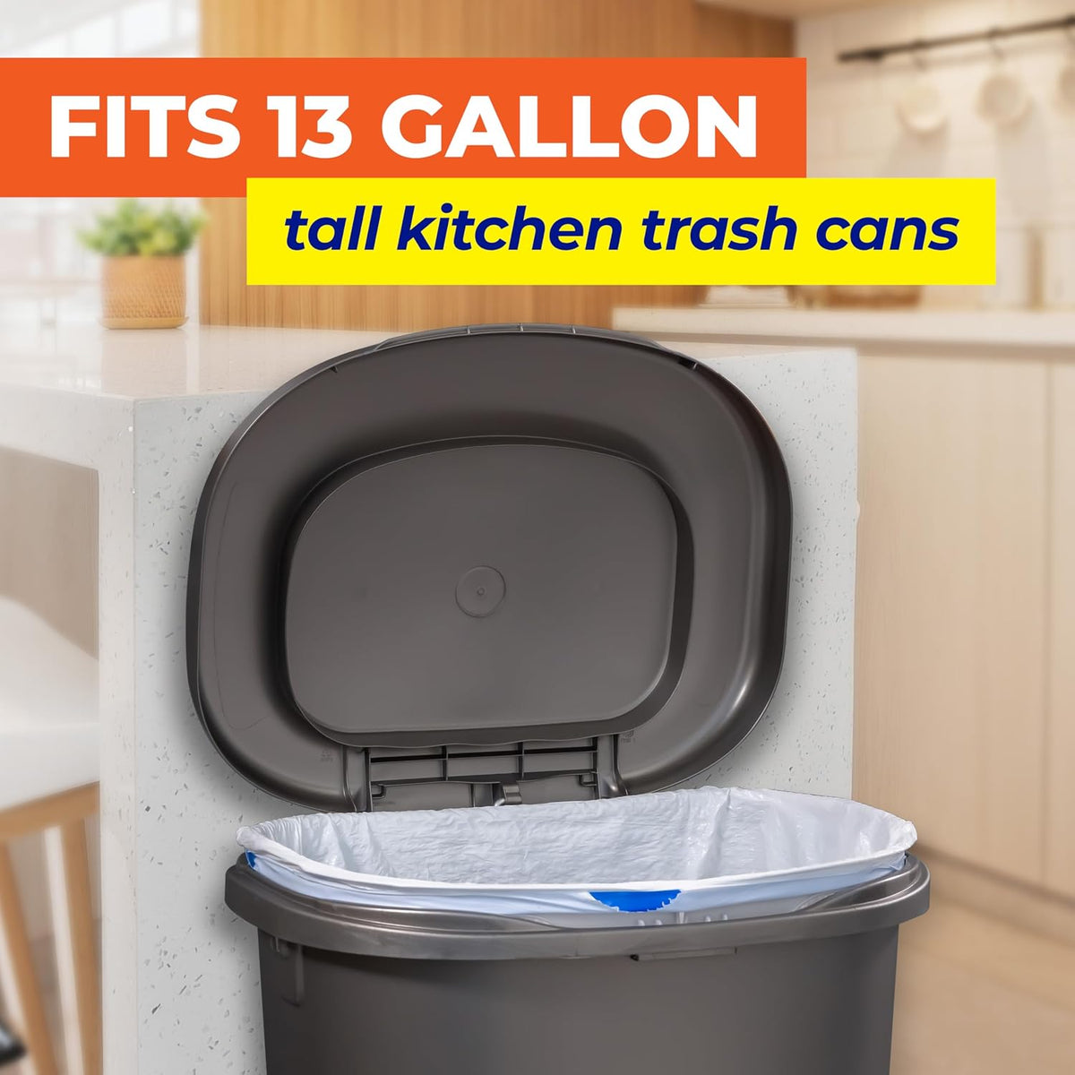 Hefty Essentials 13 Gallon Kitchen Trash Bags, White, Unscented, 45ct