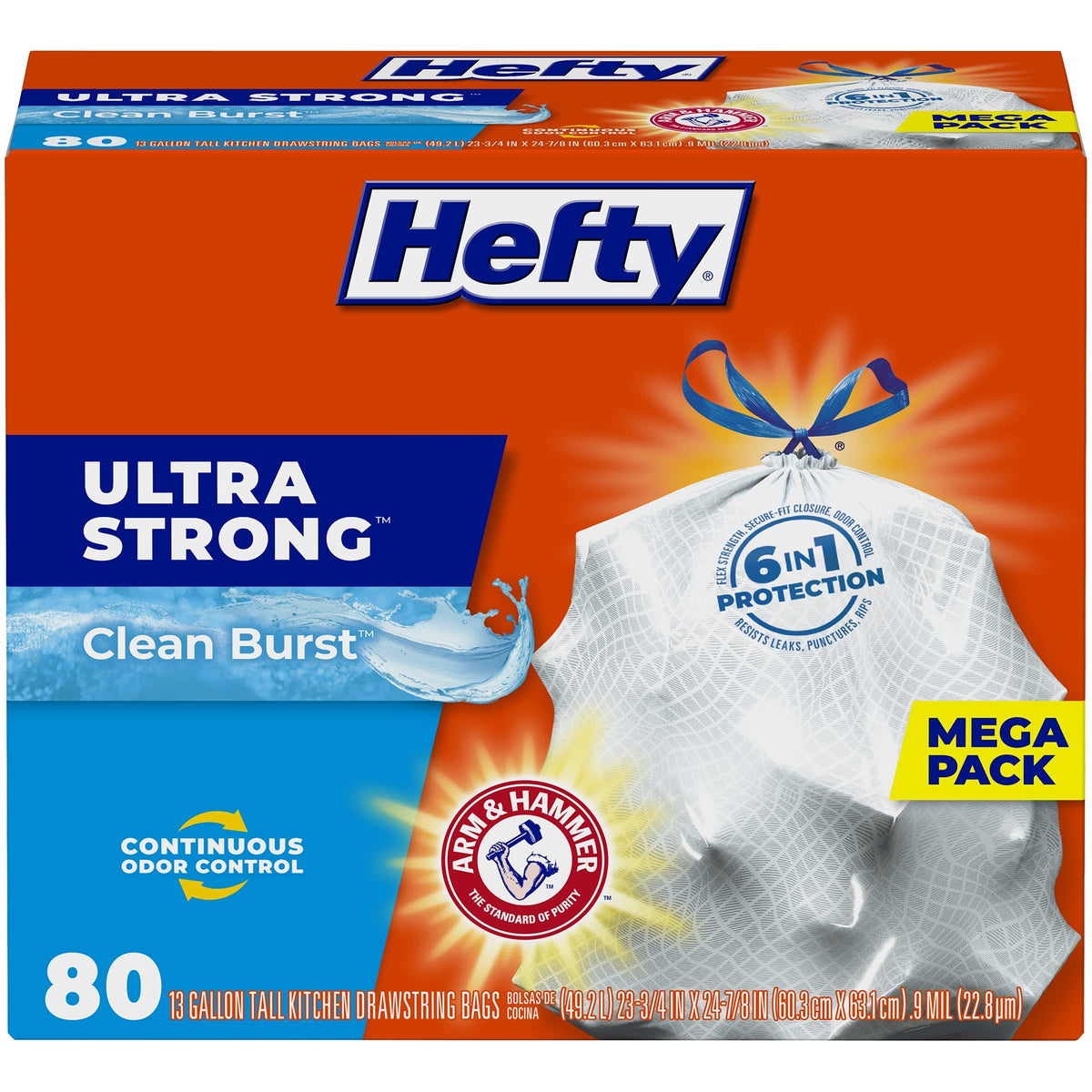 Hefty Ultra Strong Tall Kitchen Trash Bags - Citrus Twist, 13 Gallon, 40 Count