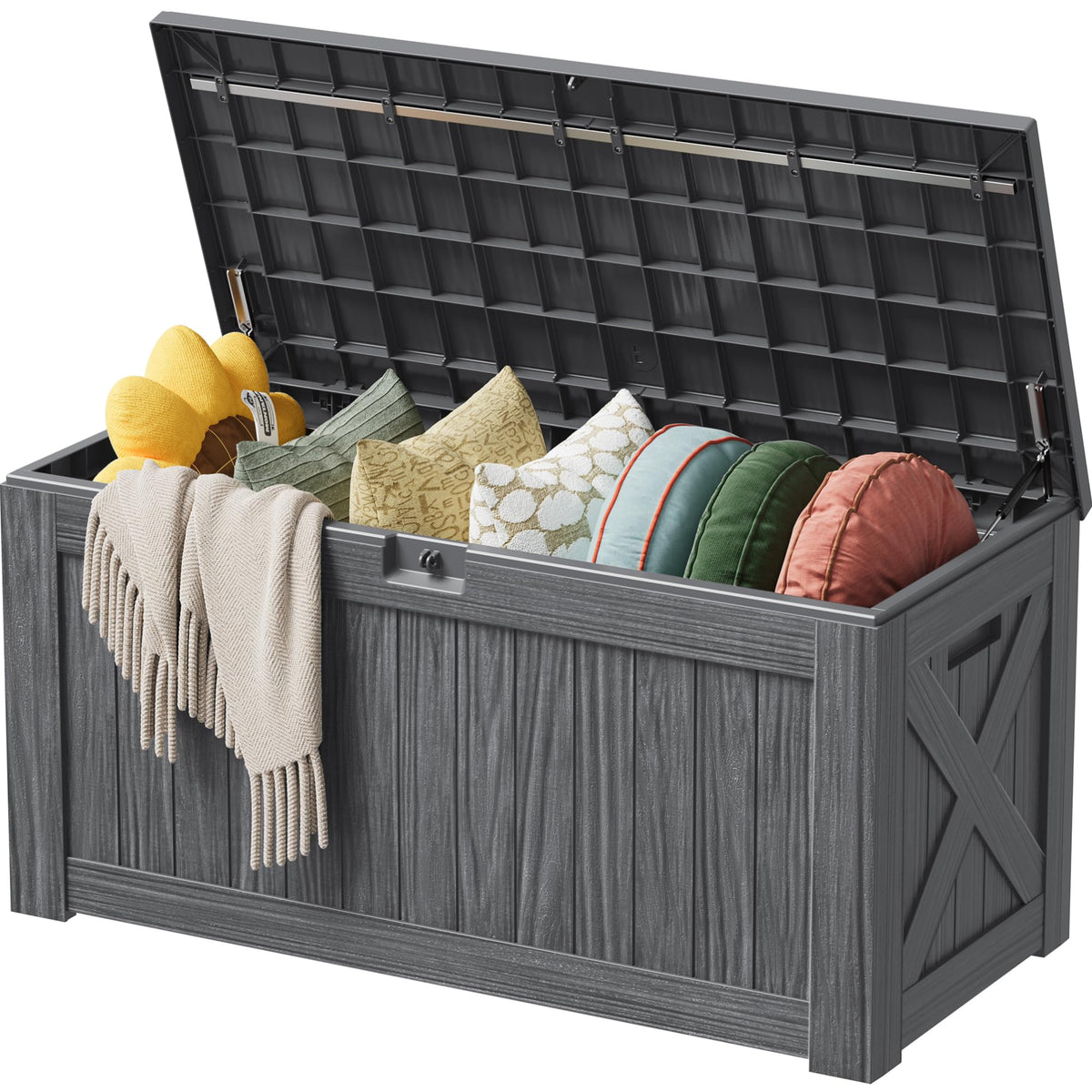 Devoko 100 Gallon Outdoor Storage Box, Waterproof Deck Box Lockable