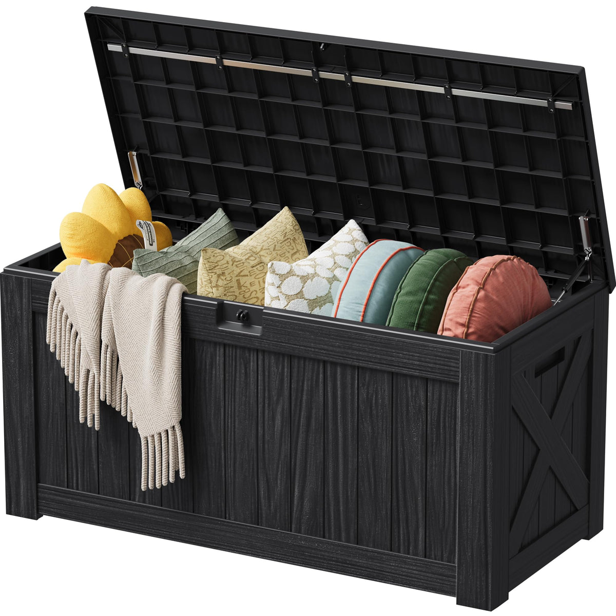Devoko 100 Gallon Outdoor Storage Box, Waterproof Deck Box Lockable