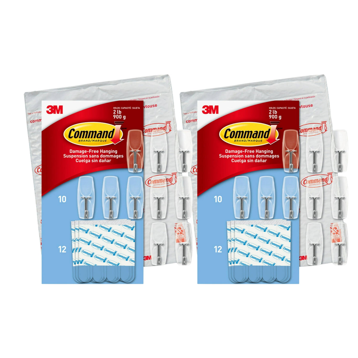 Command Clear Adhesive Hooks, Medium, 3 Pack, 30 Total, 2 lb