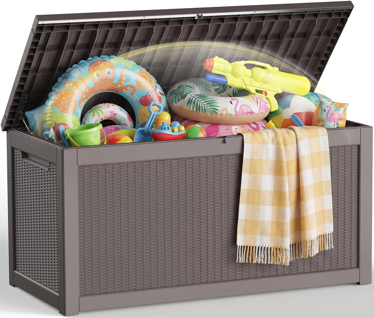EFU Outdoor Storage Box 42 Gallon Deck Box, Waterproof Resin, Black