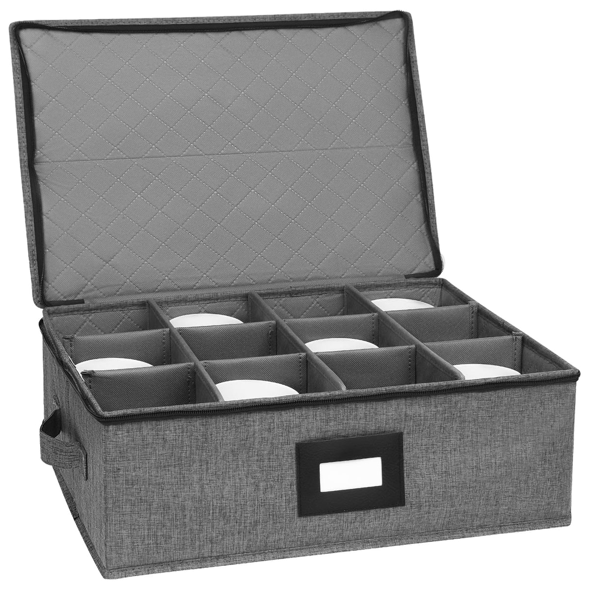 Mug Storage Box with Dividers 2 Pack, Hard Top Cup Storage for Coffee Mug