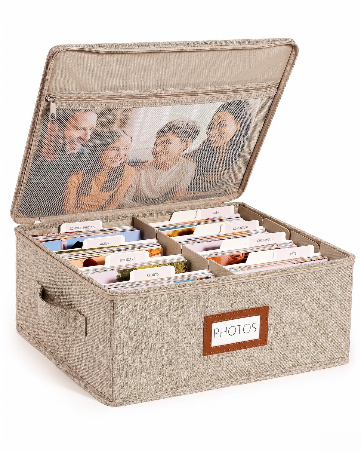 HULISEN Photo Storage Box, Photo Organizer for 2000 4x6 Pictures, Beige