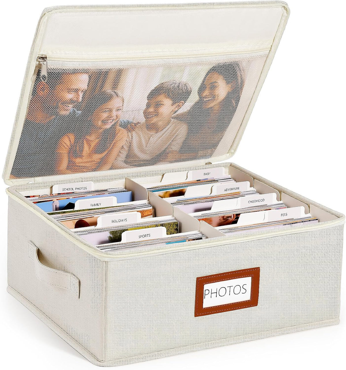 HULISEN Photo Storage Box, Photo Organizer for 2000 4x6 Pictures, Beige