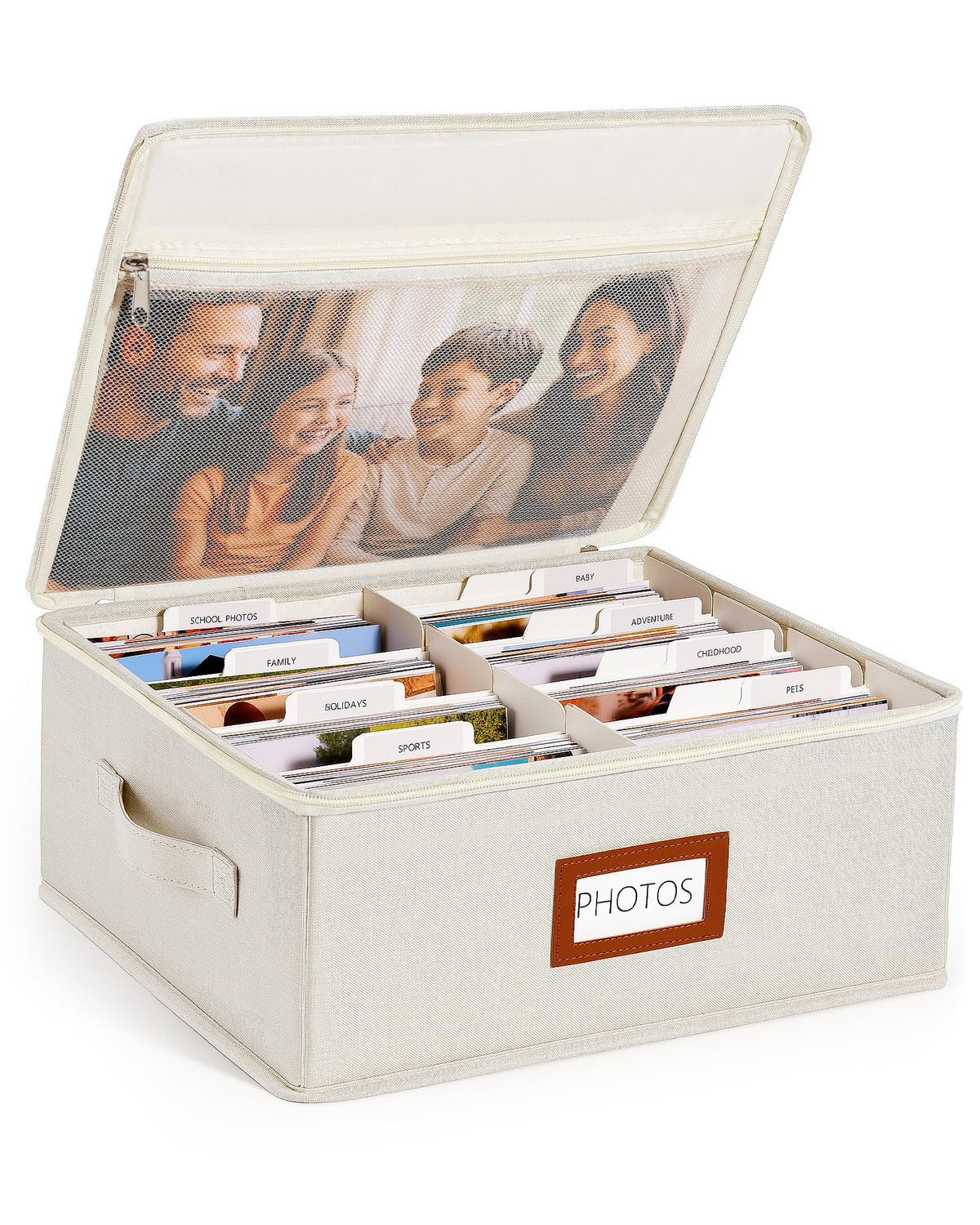 HULISEN Photo Storage Box, Photo Organizer for 2000 4x6 Pictures, Beige
