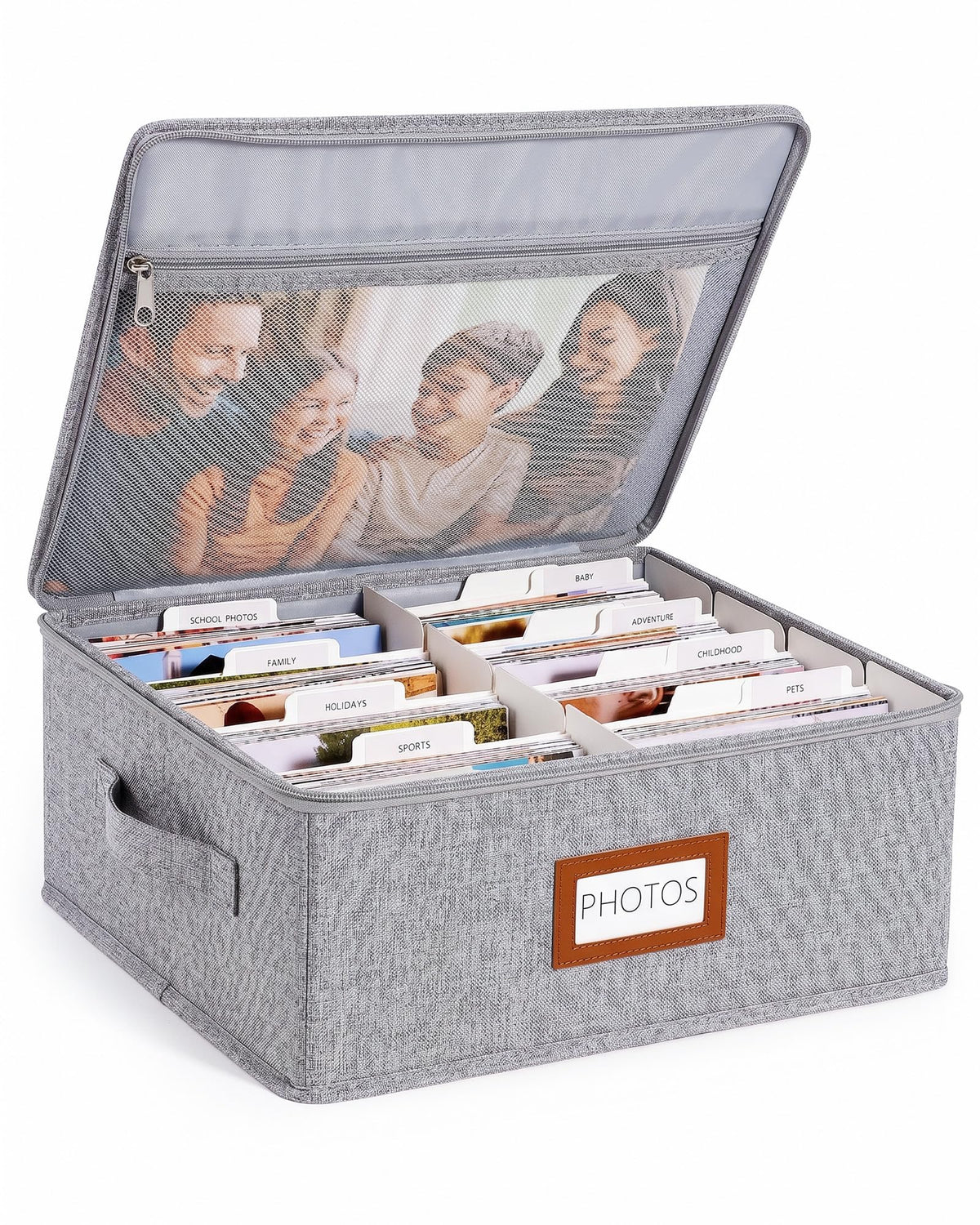 HULISEN Photo Storage Box, Photo Organizer for 2000 4x6 Pictures, Beige