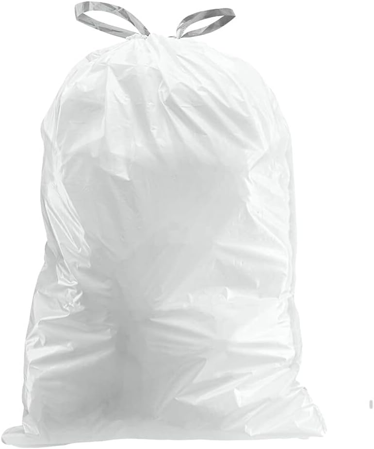 Plasticplace Custom Fit Trash Bags, Compatible with simplehuman Code U (100 Count) White Drawstring Garbage Liners 14.5-21 Gallon/ 55-80 Liter 26.5" x 32"