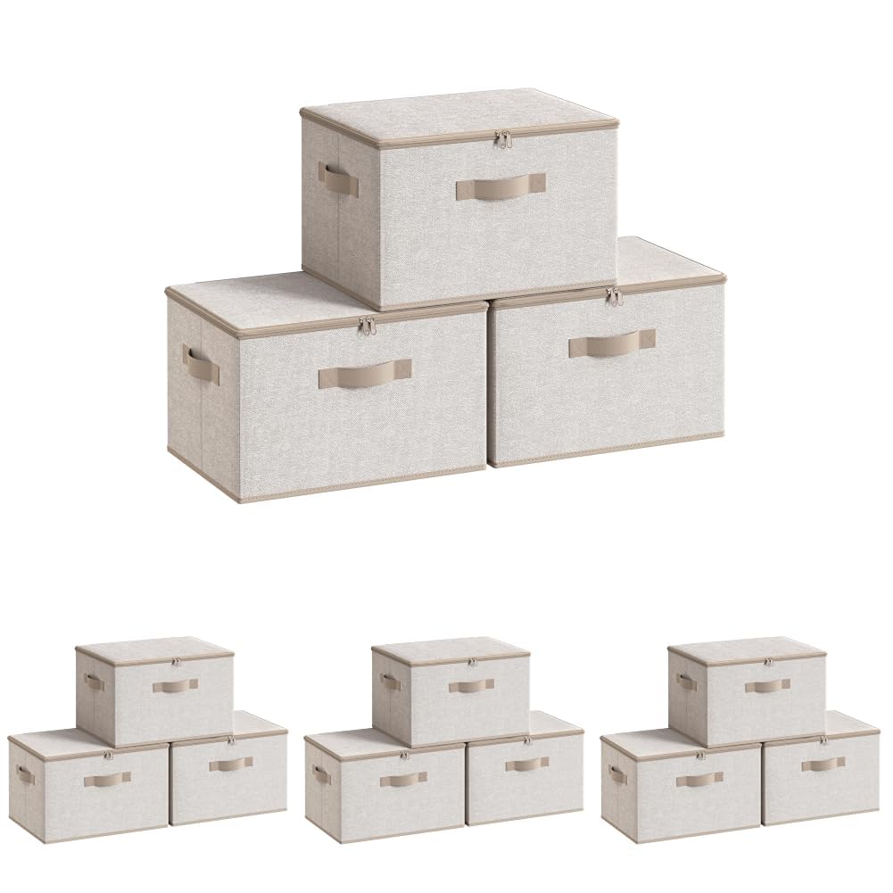 SONGMICS Set of 3 Storage Bins with Zipper Lids, 31 Quart Storage Boxes