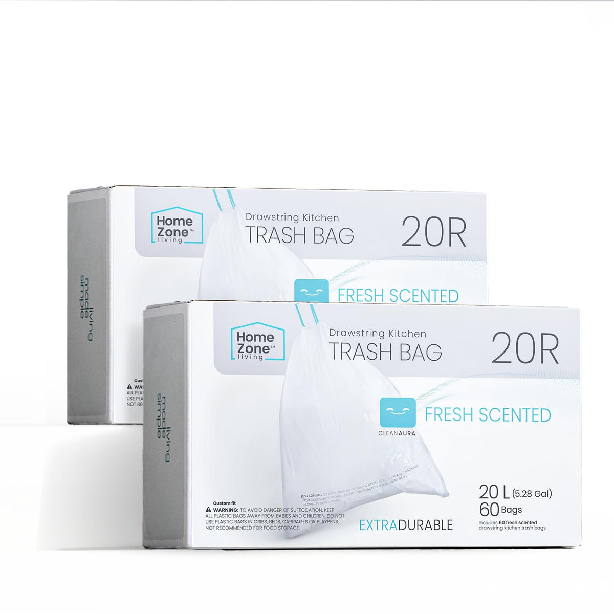 Home Zone Living 8 Gallon Kitchen Trash Bags with Drawstring Handles