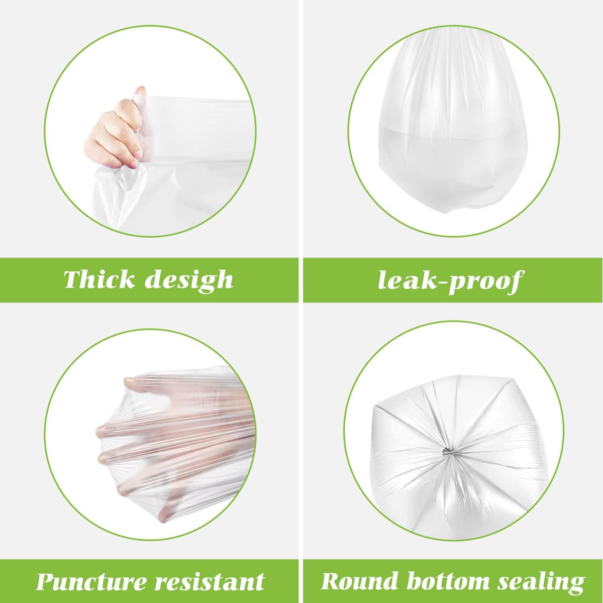 Teivio Medium Clear Trash Bags 8 Gallon 330 Count Kitchen Garbage Bags