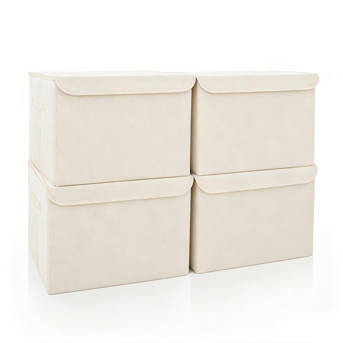 Bagnizer Large 17" 42 Quarts Collapsible Stackable Storage Bins with Lids [3-Pack] Foldable Fabric Linen Storage Boxes Cube, Closet Organizer Baskets with Label for Home (16.7 x 12 x 12, Gray)