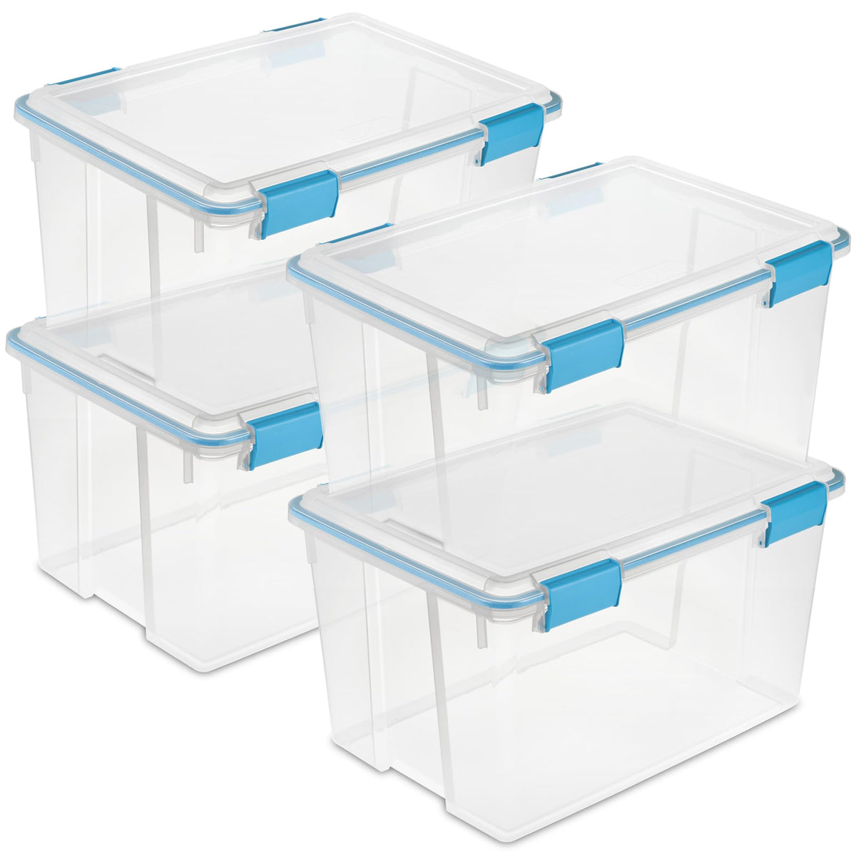 Sterilite Gasket Storage Box with Lids for Home & Office, 32 Quart, 4-Pack