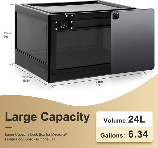 Lalifebuss Large Lock Box for Personal Items, 24 Litre Combination Lockable Storage Box for Office Locker/School/Medicine/Snacks/Phone Jail/Electronic/Home