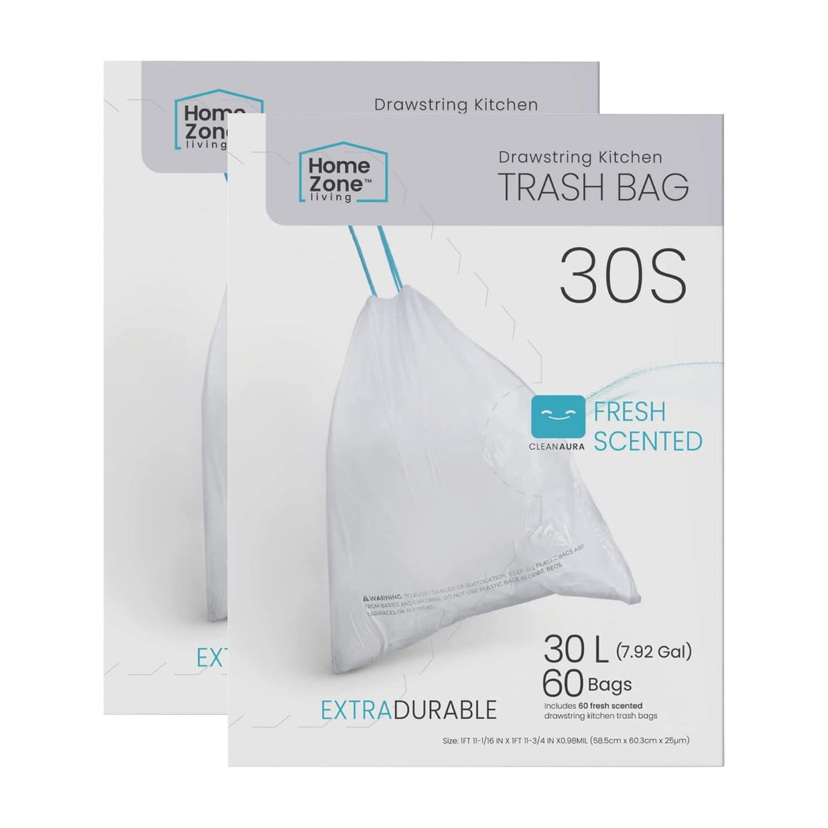 Home Zone Living 8 Gallon Kitchen Trash Bags with Drawstring Handles